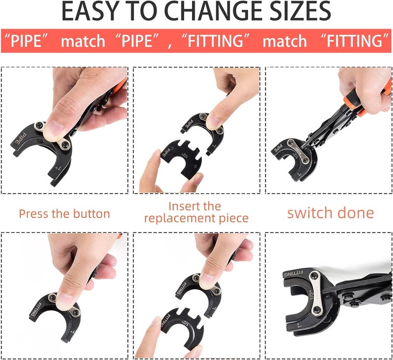 PLATATO Push to Connect Removal Tool Disconnect Tongs Tool for 1/2”, 3/4”, 1” Push in Fittings Plumbing Tools for Removal PEX PVC Copper Pipe - Image 3